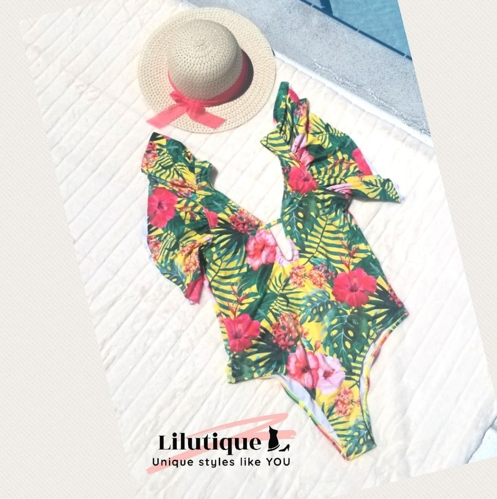 Tropical Green Swimsuit One Piece